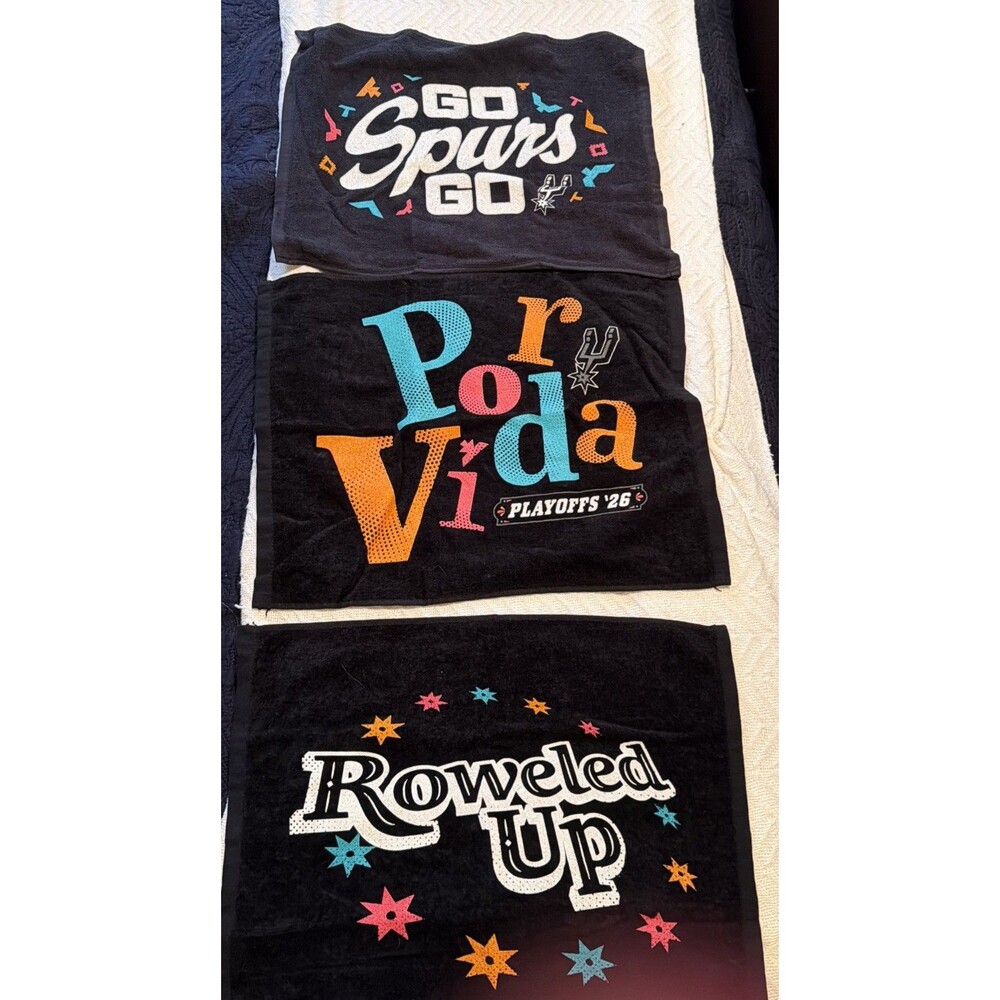San Antonio Spurs NBA Playoffs '26 Rally Towels "Roweled Up" & Por Vida, GSG